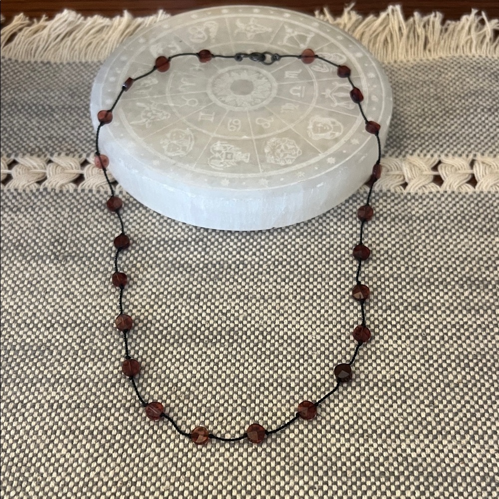 Handcrafted Garnet + Silk Necklace - Women's Jewelry